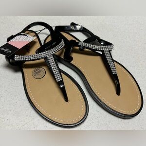 Chatties Bling Black Strap Sandals NWT